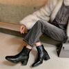 Fashion New Autumn Winter Split Leather Women Boot Shoes for Women Square Toe Fashion Boot Handmade High Heels Boots Zapatos De Mujer