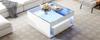 70 x 70 x 35 cm Coffee Table with 2 Drawers, High-Gloss, Openwork Design, Desk and Dining Table, Tempered Glass with LED, White