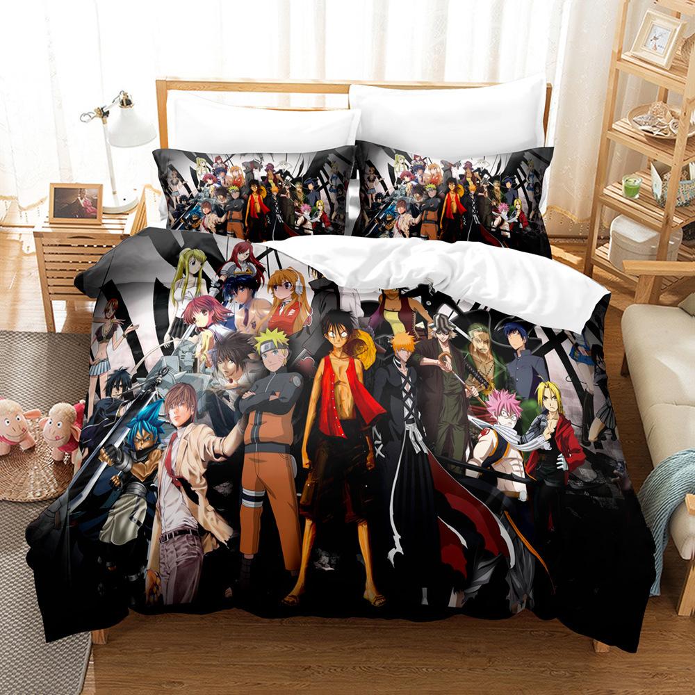 One Piece Series Quilt Cover Pillowcase, Home Textile 3D Digital Printing Three-Piece Set