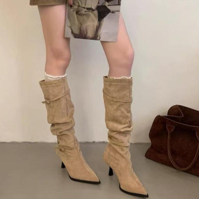 

Fashion New Style Fashion Women s Slim Knee High Boots Women Sexy Pointed Toe Low Thin Heel Shoes Female Long Boots Zapatos De Mujer 35 хаки