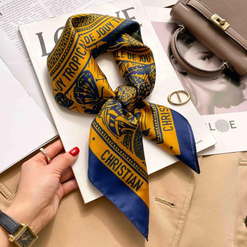 Elegant Silk-Like Square Scarf Women Korean Style Print Neck Lightweight 70x70cm Nylon Fashion Accessory