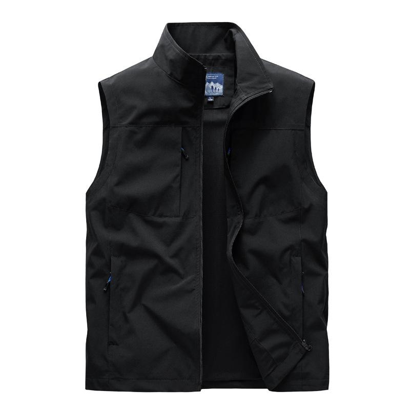 

Новый жилет Мужской уличный жилет Повседневный весенне-осенний тонкий жилет для среднего и пожилого возраста 5XL чёрный