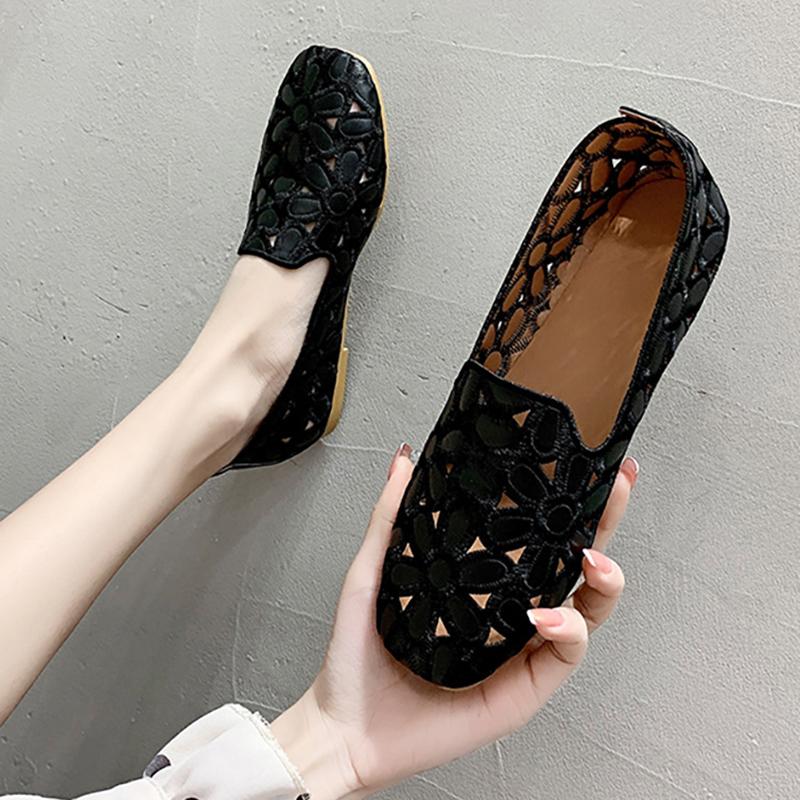 

Летняя женская обувь с квадратным носком, дизайнерская обувь с вышивкой, мягкие слипоны, лоферы, мокасины, женские балетки для отдыха 35 чёрный