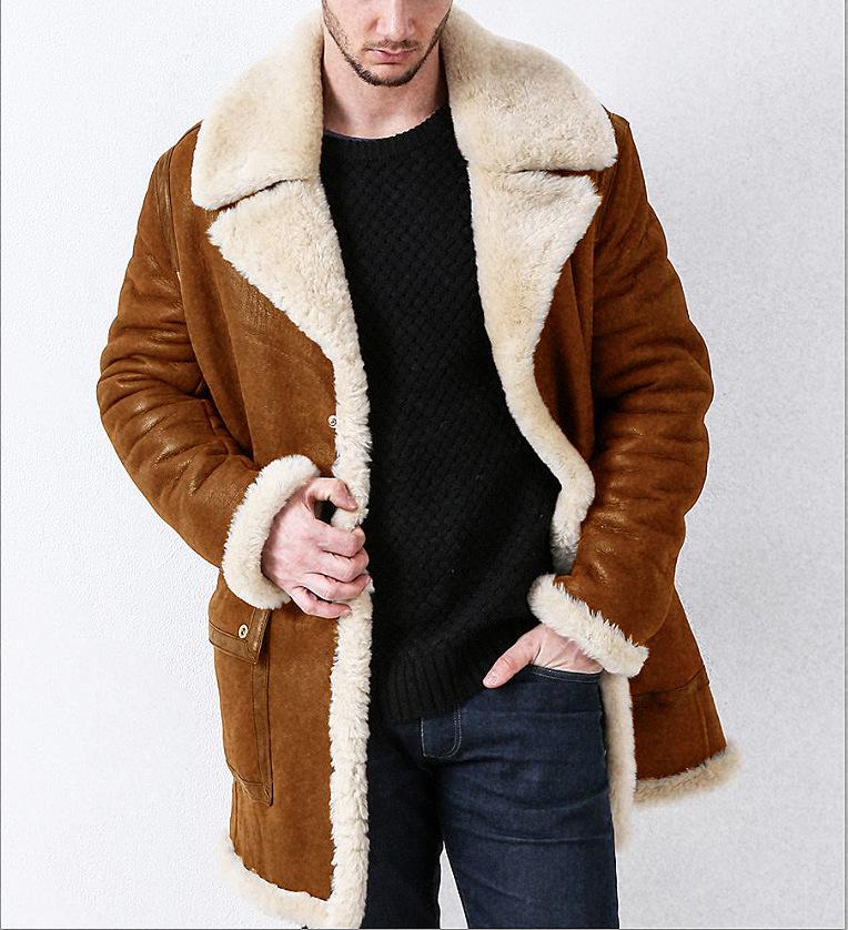 Men's European Style Faux Leather Shearling Coat - Autumn/Winter 2022
