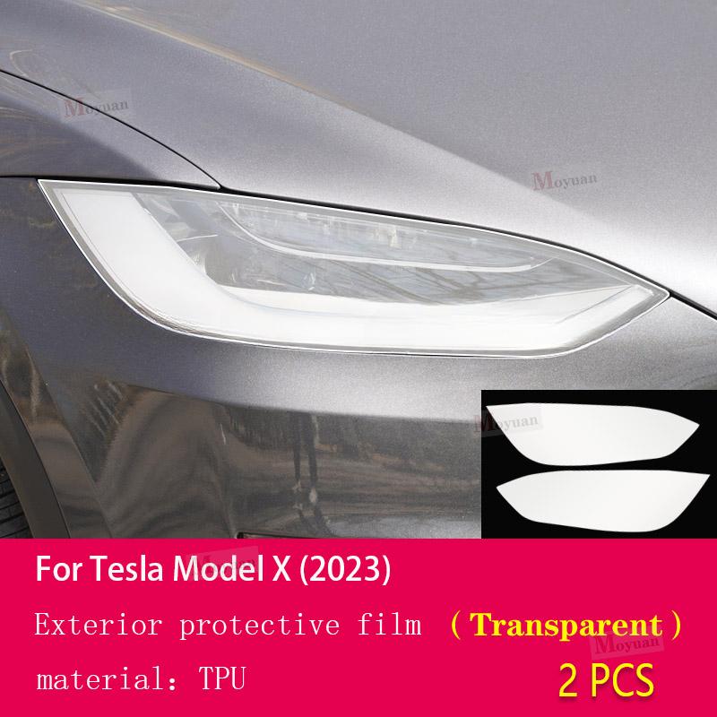 2 Pcs Car Headlight Protective Film Front Light Transparent Smoked Black TPU Sticker For Tesla Model X car Accessories