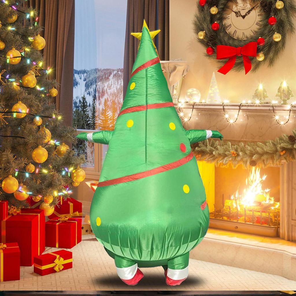 Adult Inflatable Christmas Tree Costume Reusable One Size Fits Men Women Dress Up Outfit for Stage Cosplay Event Parade Party