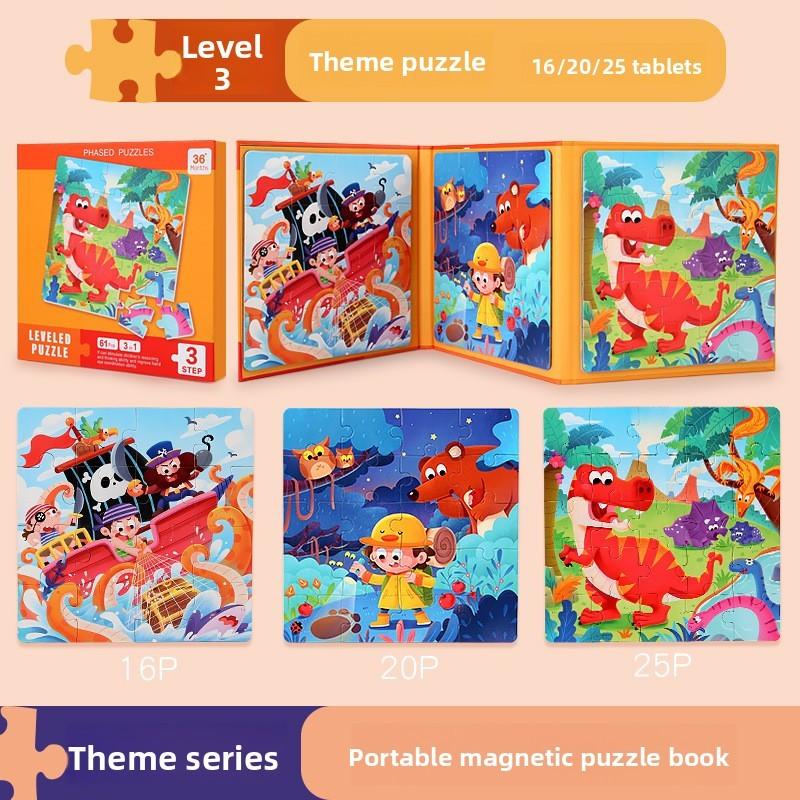 Kids Magnetic Foldable Puzzle Book With Animal Traffic Scenes For Learning Early