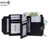 Women's RFID Soft Leather Short Wallet - Lychee Pattern, Zipper Closure, Card Holder, Fashionable Design