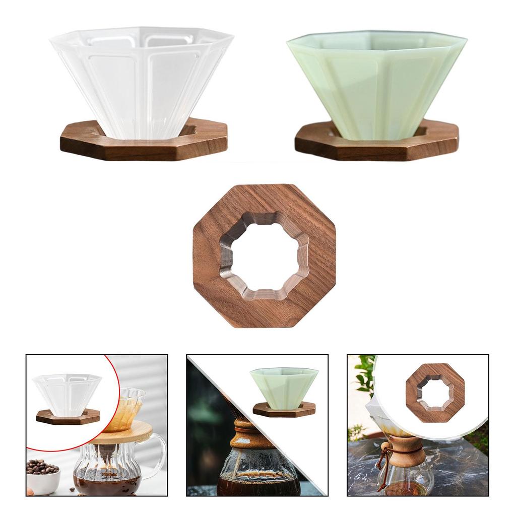 Drip Coffee Maker Dripper Coffee Cup with Walnut Wood Holder Coffee Cup Coffee Filter Cup