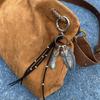 Metallic Alloy Keychain With Feather Tassels Design Versatile Bag Backpack Decoration Sturdy Fashion Jewelry Accessory