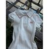 Sweet and Spicy Korean Polo Collar Shirt Short-sleeved T-shirt Women's Summer New Slim-fit Unique Beautiful Top