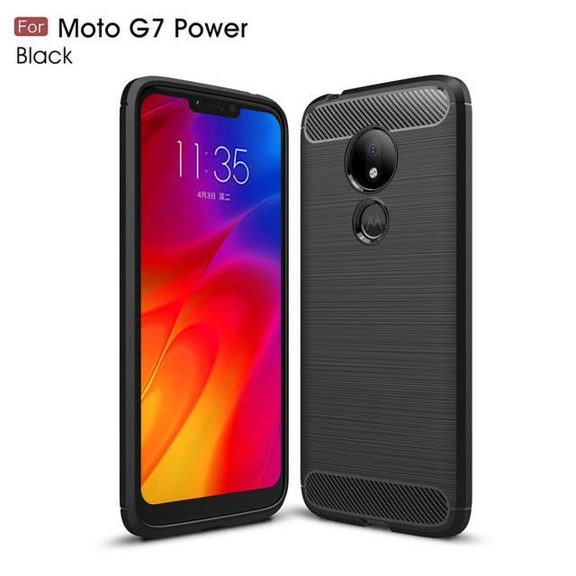 

Чохол для Motorola G7 Power XT1955 М яка міцна кришка з вуглеволокна для Motorola Moto G7 Plus G7Power G6Plus MotoG6 Броньований чохол For Moto G7 Plus чорний