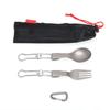 Outdoor Travel Camping Cutlery Set Folding Metal Tableware Fork Spoon Utensils with Storage Bag for Picnics and Hikings