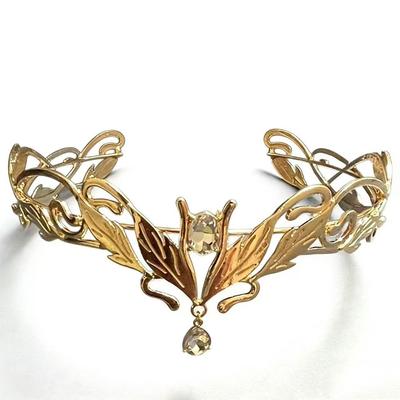 Vintage King Round Elves Crown Elegant Forehead Goddess Tiaras Baroque Leaf Leaves Bridal Hair Accessories Photography Props