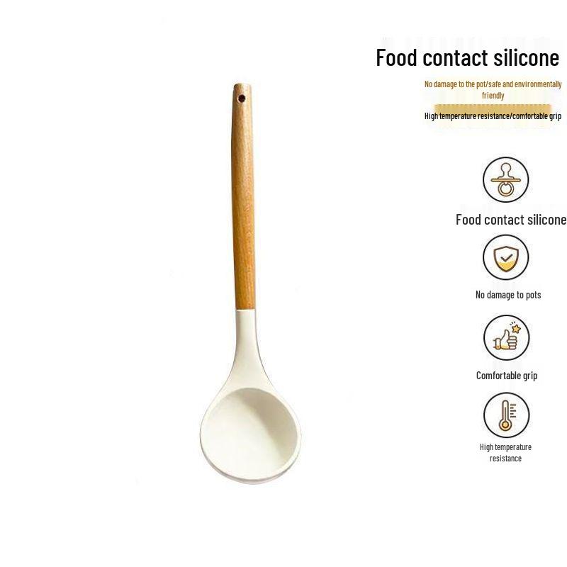 Silicone Spatula & Ladle Set with Wooden Handle for Home and Baby Food Preparation - High Quality, Stylish Design