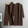 Autumn and Winter Women's Plus Size Lazy Temperament Knitting Suit Sleeveless Vest Sweater Cardigan Pant Suit