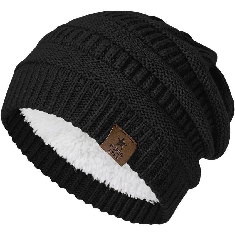 Women Winter Knit Balaclava Hat Thick Warm Polar Fleece Lined Hooded Scarf Ear Warmer Neck Gaiter Cap