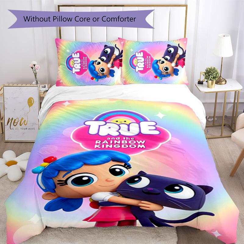 True and the Rainbow Kingdom 3pcs Bedding Set Duvet Cover Closure Includes 1 Duvet Cover & 2 Pillowcases for All Seasons Bedroom Home Dorm Decor