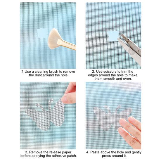 Wodoodporna Taśma Naprawcza do Moskitier Motylkowa Wytrzymała Mocny Klej Pokrycie Dziur i Rozdarć Siatka Naprawcza do Drzwi Moskitierowych