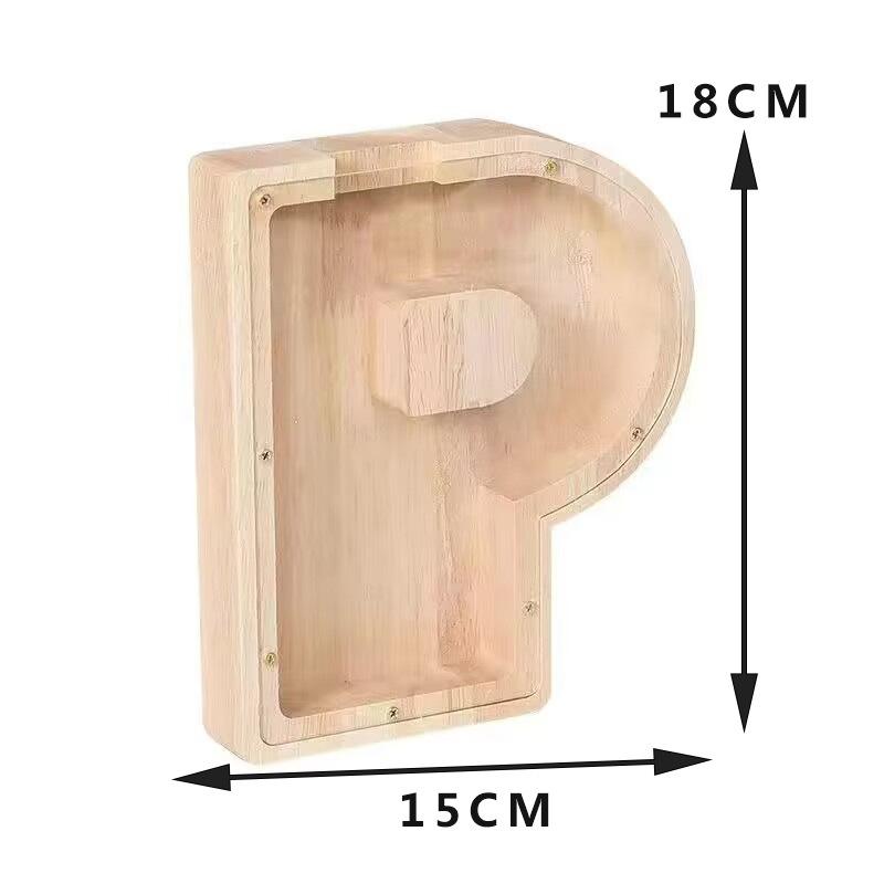 Twenty-Six English Alphabet Moneybox Coin Money Piggy Bank Wooden Letter Saving Box Desktop Ornament Home Decor