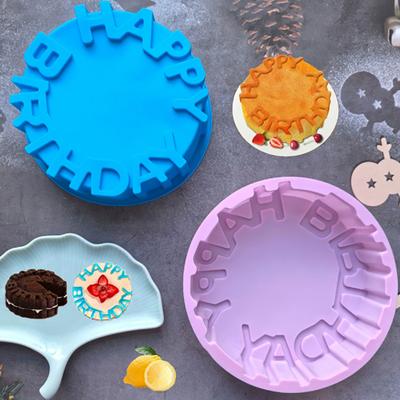 1 Stück Happy Birthday Silikon Kuchenform 20CM Rund DIY Kuchen Mousse Backform Käse Gelee Pudding Backwerkzeug Küchenhelfer