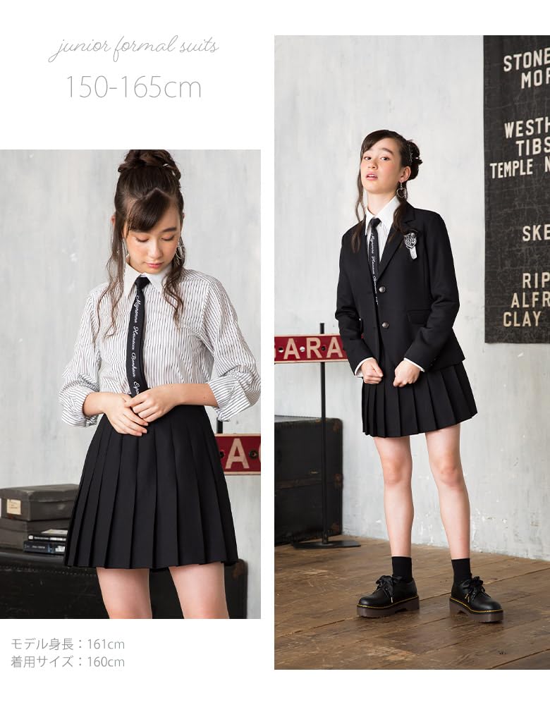 Graduation Ceremony Elementary School Girls Suit Clothes Formal set including jacket skirt tie Noah 165cm [Arisana] Children's (5-piece + + Y-shirt +