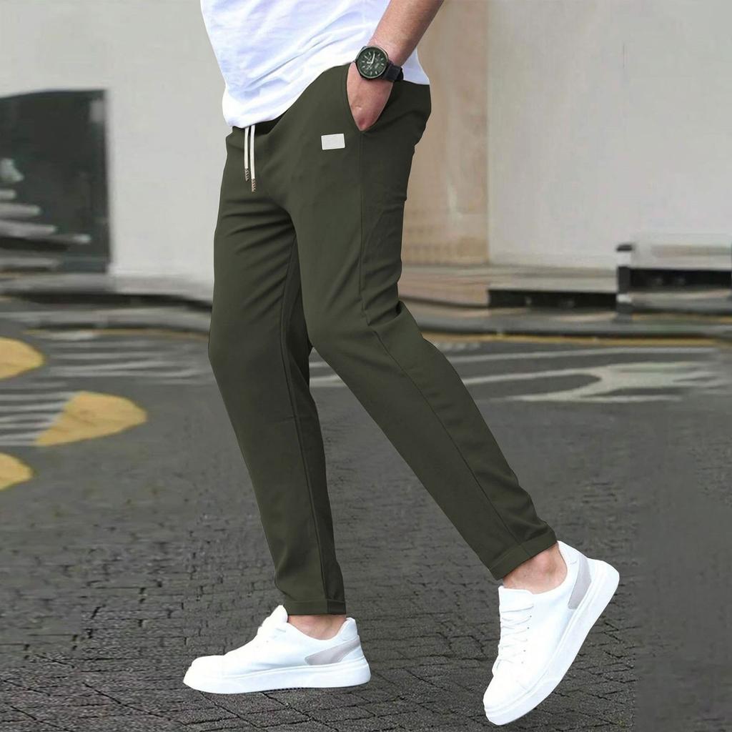 Casual Slim-fit Devítibodové pánské kalhoty Jednobarevné Casual Kapesní kalhoty