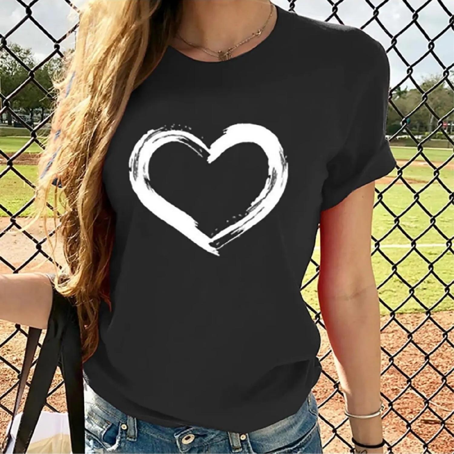 

asdoklhq Womens Plus Size Tops Clearance, Women Valentine s Day Print Short Sleeve T-shirt Novelty Graphic Tops XXXXXL різнокольоровий