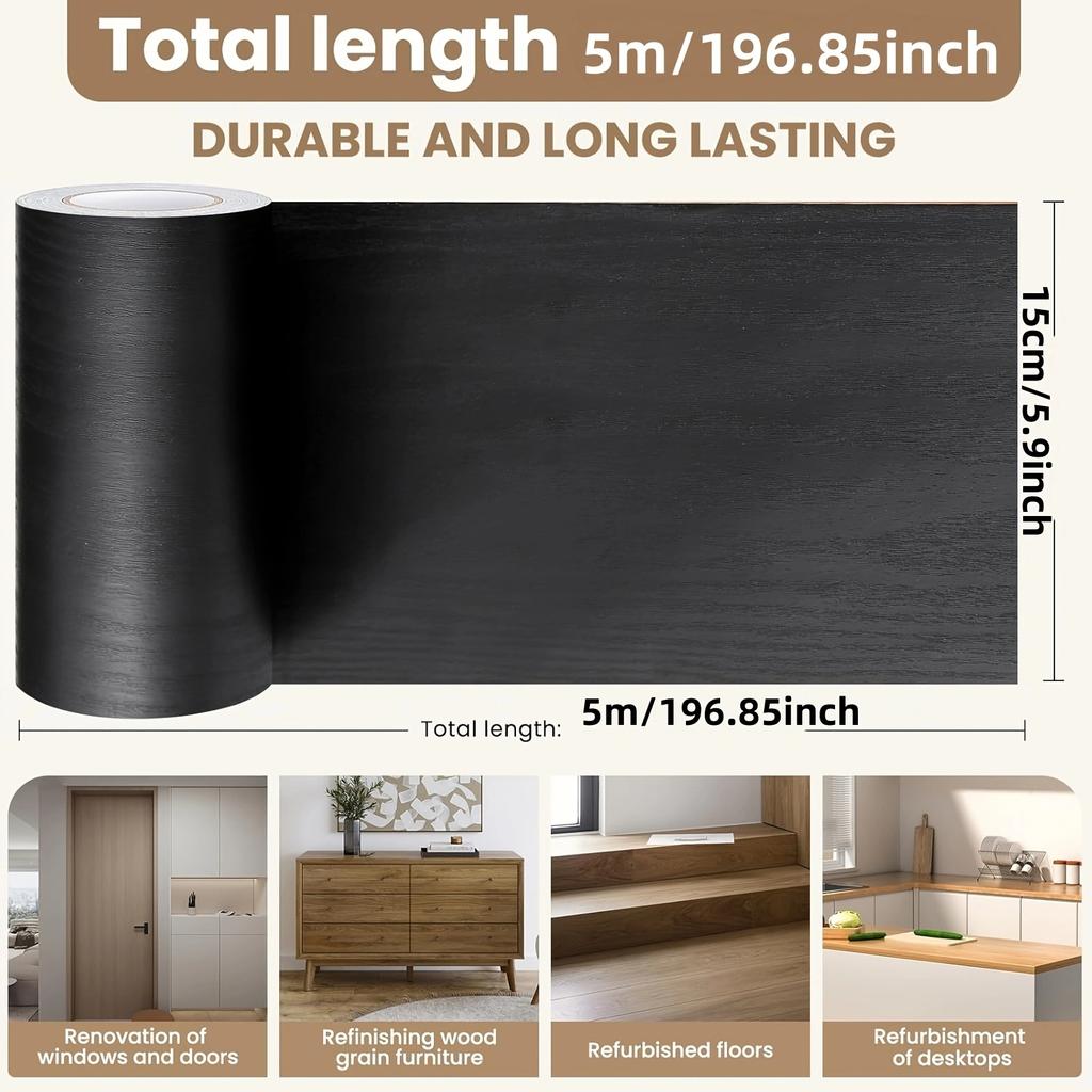 1 Stück 5m x 15cm Selbstklebende Holzmaserung Türrahmen Dekorationsaufkleber Sockelleiste Taillenlinie Heimdekoration Wandaufkleber Renovierung