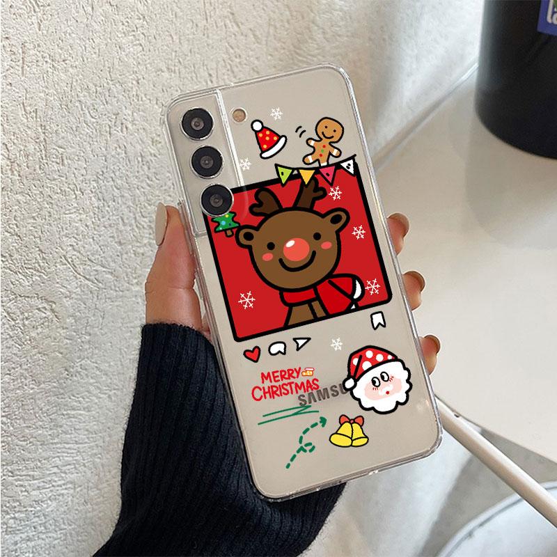 Clear Case For Samsung Galaxy S22 S20 FE S21 Plus S10 Lite S9 S8 S10e Note 20 Ultra 10 Lite 9 Phone Cover Snowman Christmas Cute