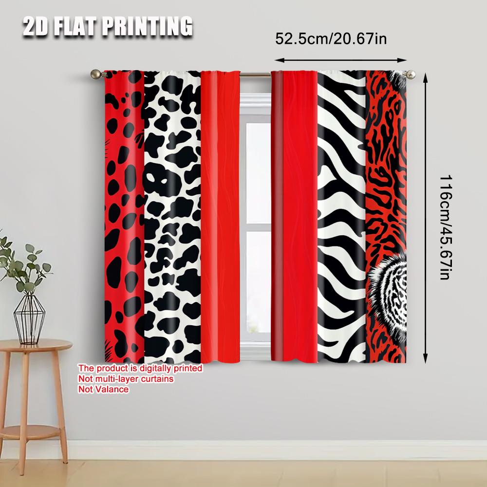 Set Of 2 Curtain Print Red Zebra Leopard Without Rod Outdoor Decorations Ldeal Bedroom Living Room For Great Made Polyester Machine Washable