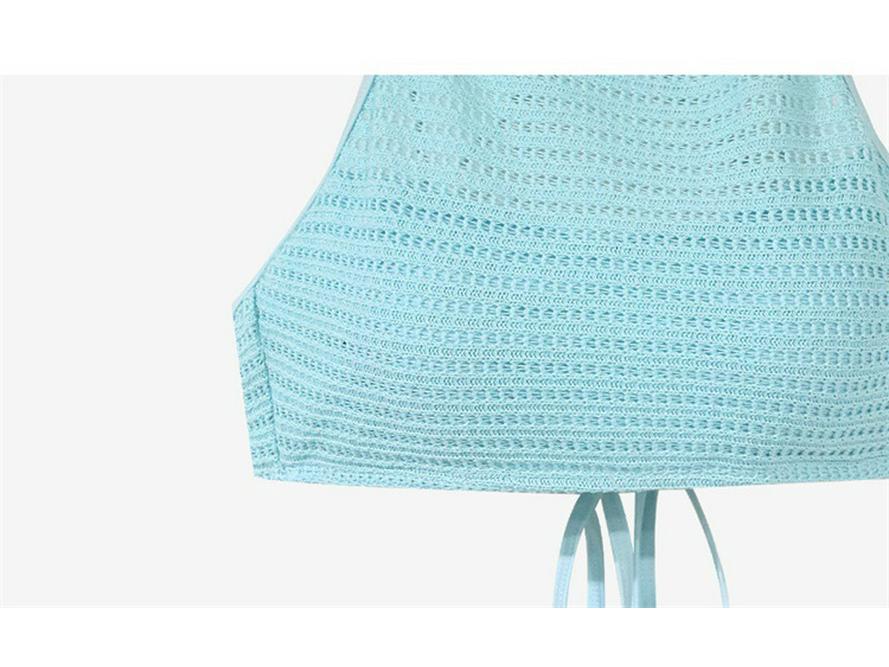 2025 Korean Sweet Backless Knit Dress: Tie-Up Beach Sexy Split Swimsuit for Women