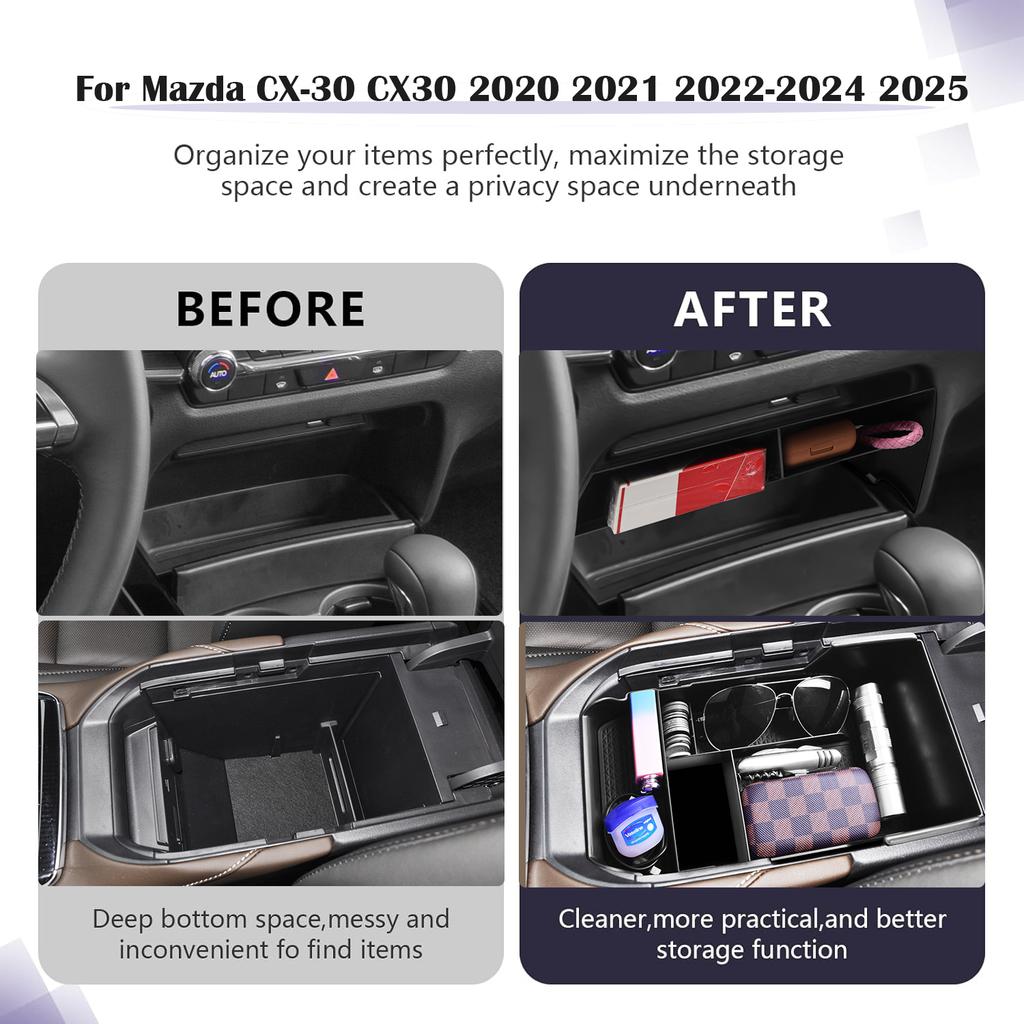 Center Console Storage Tray Box for 2020-2025 Mazda CX-30 Car Accessories Center Console Organizer ABS Car Armrest Interior Box