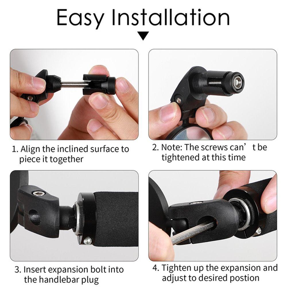 2pcs Wide Angle Bike Bar End Mirror 360 Rotatable Bicycle Rearview Mirror  Cycling Accessories