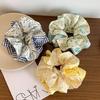 Hair Tie French Style Large Widened Size Hair Rope Plaid Floral Print Ponytail
