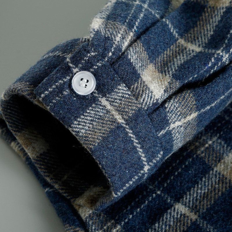 Plus-Size ~ Export Laomei Loose Plus Size Gingham Long-Sleeved Thickened Shirt Coat Plus and Extra Size Men's Shirt Fashion