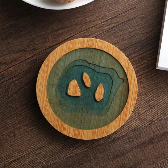 Podložka z epoxidové pryskyřice Krajina Průhledný držák bambusové izolace Coaster Cup Mat