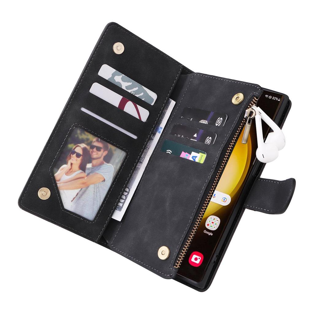 Samsung S25 EDGE Multi-Card Zipper Leather Case with Card Slot for S24FE/Note20