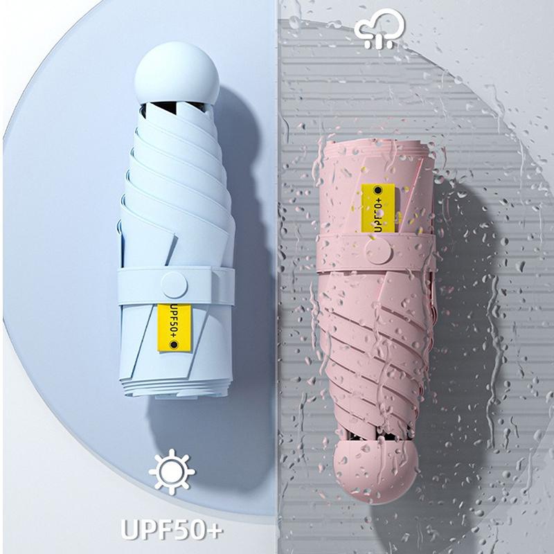 Compact Travel Mini Umbrella Uv Protection Capsule Umbrella 5 Fold Ultra Lightweight Sunshade Umbrellas Protable Manual