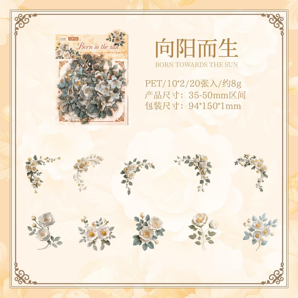 20pcs/1lot Kawaii Scrapbook Stickers Vine shadow edge carving Junk Journal Gold Planner Stationery Decorative
