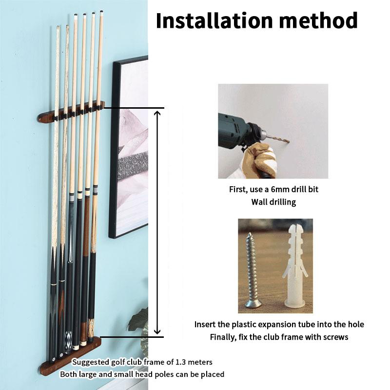 1Pc 6-Slot Wood Snooker Rod Hanging Bracket Wall-Mounted Pool Rod Holding Stands Professional Durable Tools Billiard Accessories