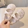 Spring Summer Girls Lace Heart Pattern Princess Sandals Flat Shoes