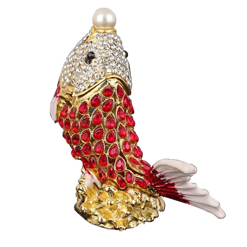 Alloy Jewelry Storage Box with Fish Shaped Design and Closure, Decorative Storage for Rings Earrings Necklaces On AXYD