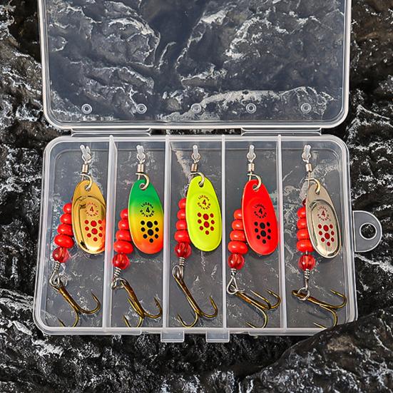 5Pcs Fishing Metal Spinners Lures with Treble Hook Mini Size Portable Wobbler Jigging Spoon Lures Fishing Accessories
