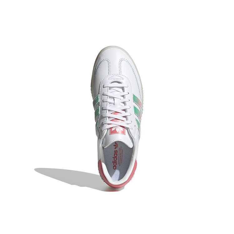 Adidas Originals Sambarose Synthetic Leather Low-Top Sneakers Women Sneakers White Green Pink GZ2797