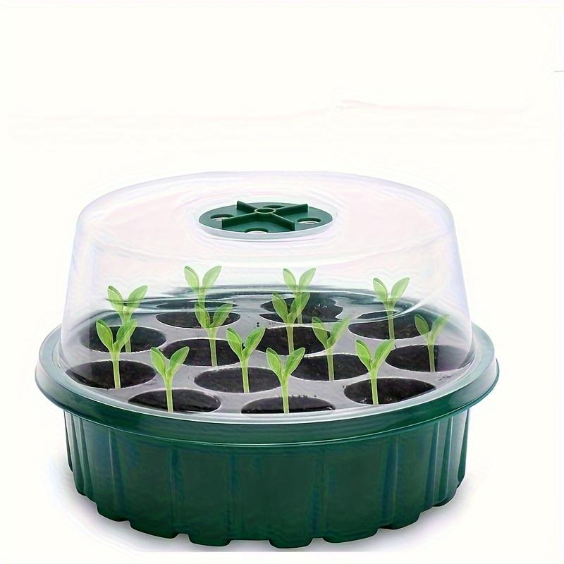 1pc 13-Hole Round Seedling Box - Hydroponic Planting Tray with Clear Grid Lid, Lightweight Durable Plastic for Succulents,Bean Sprouts,Vegetable Seeds