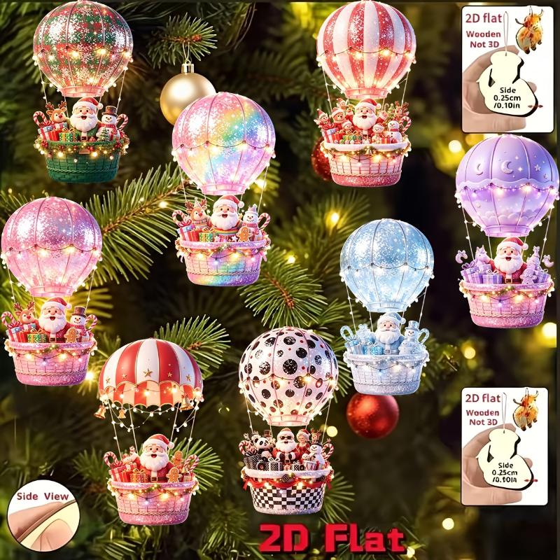 1Set Santa Claus Crystal Ball Series Handmade Wooden Hanging Ornaments - Perfect Holiday Gift Decoration For Home And Garden