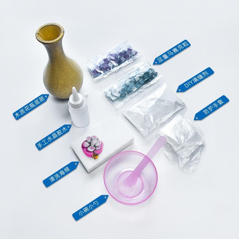 1pc Wooden DIY Craft Kit Mosaic Vase