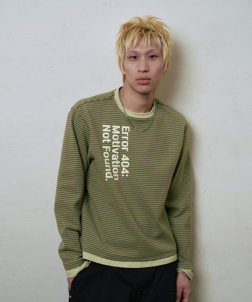 Lujeoseukeulleob Striped Layered Long Sleeve T-Shirt Olive