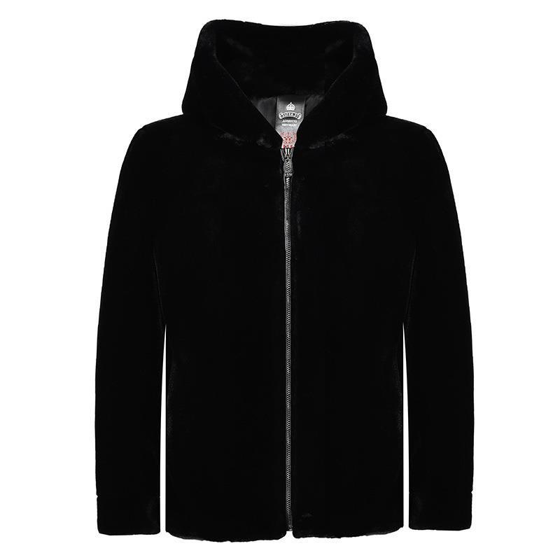 Manteau veste parka homme vison entier hiver chaud vison velours comptoir à capuche noir